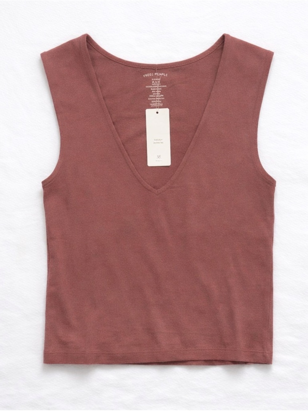 Free People Dusty Mauve V‑Neck Sleeveless Tank